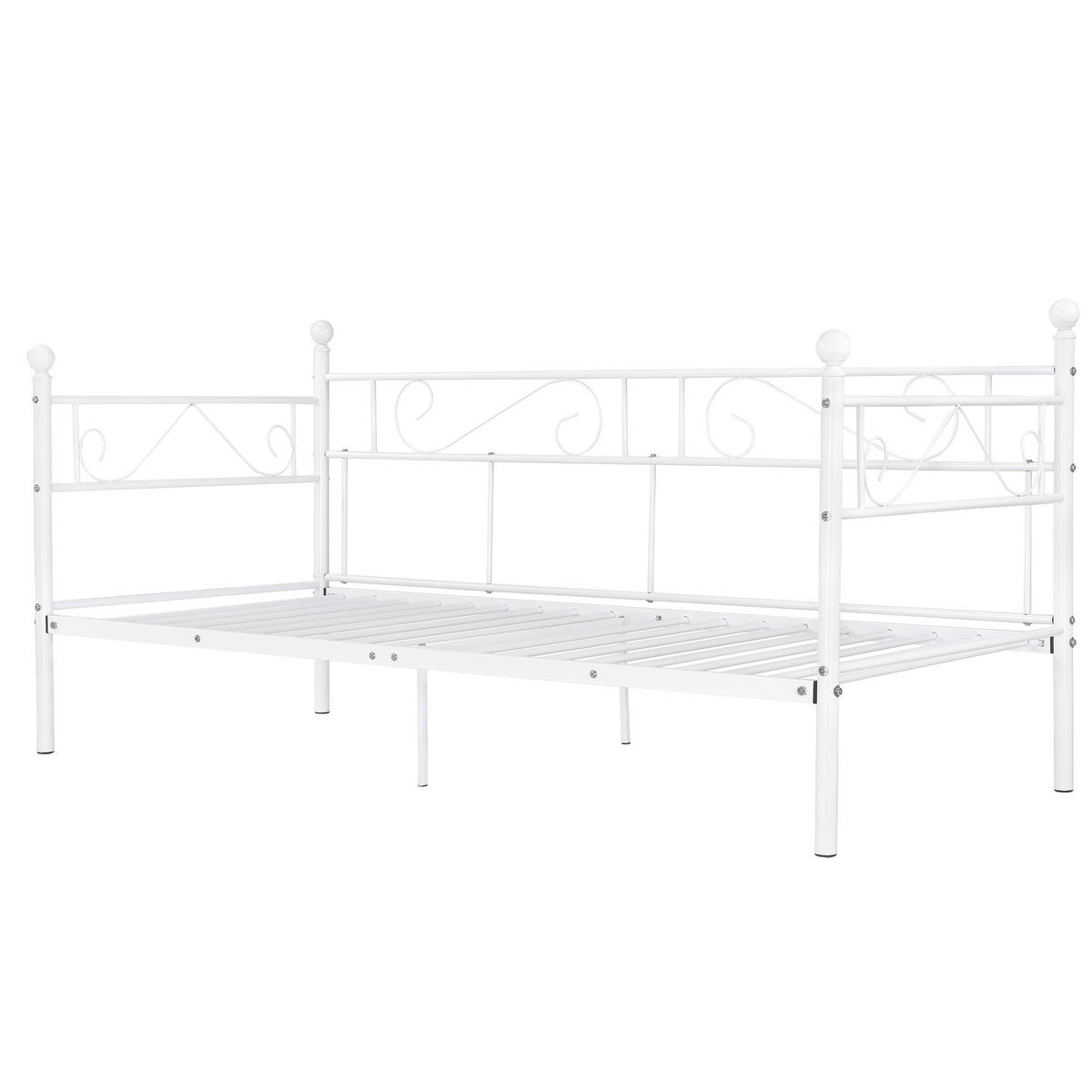 TAGESBETT Granada - Weiß, Metall (90/200cm) - [en.casa]