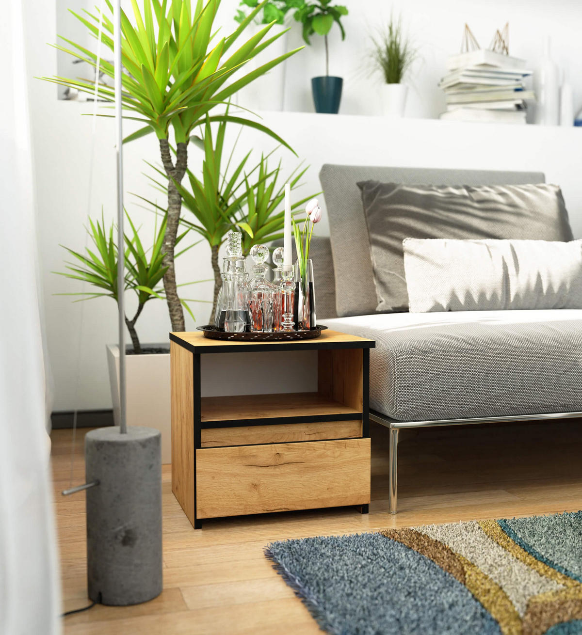 NACHTSCHRANK CL1, Craft, 40x35x40 cm - Nickelfarben, Holz (40/40/35cm) - Milordbikes