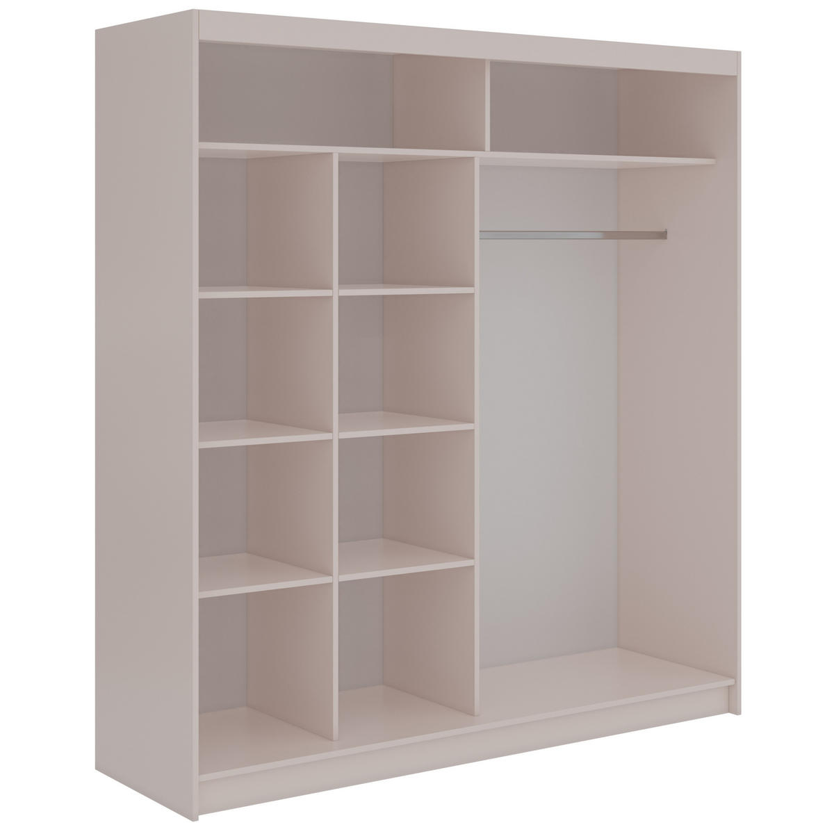 SCHWEBETÜRENSCHRANK mit Lamellen LUMOS - 200 - Kaschmir und Eiche Artisan - Kaschmir/Alufarben, Holzwerkstoff/Metall (200/216/61cm) - MKS