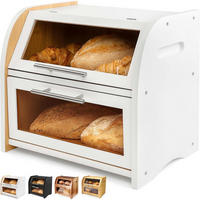 BROTKASTEN Bambus Weiß mit Sichtfenster und 2 Regalen - Weiß, Naturmaterialien (12/7/16cm)