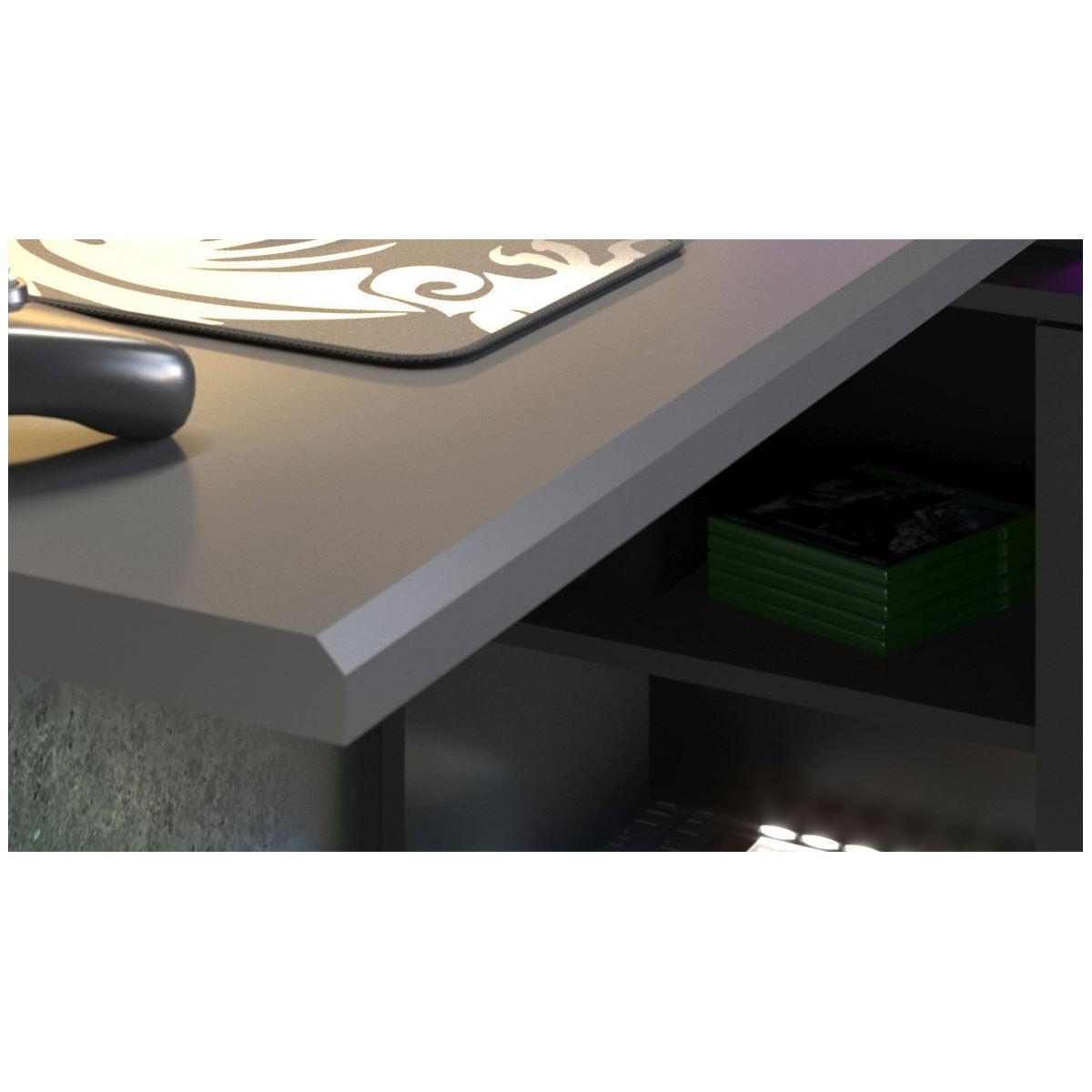 GAMING Schreibtisch Parisot Work 1-tlg. Holznachbildung Grau - Schwarz/Grau, Kunststoff (200/100/95cm) - 58aufmkessel