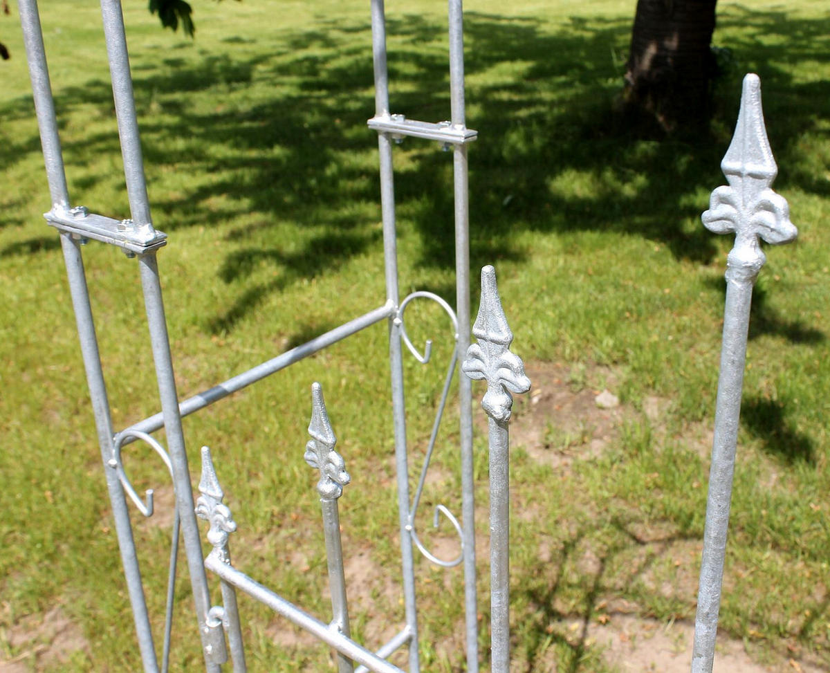 ROSENBOGEN mit Tür Metall Verzinkt Breite 140 cm Massiv - Grau, Metall (140/225/37cm) - DanDiBo