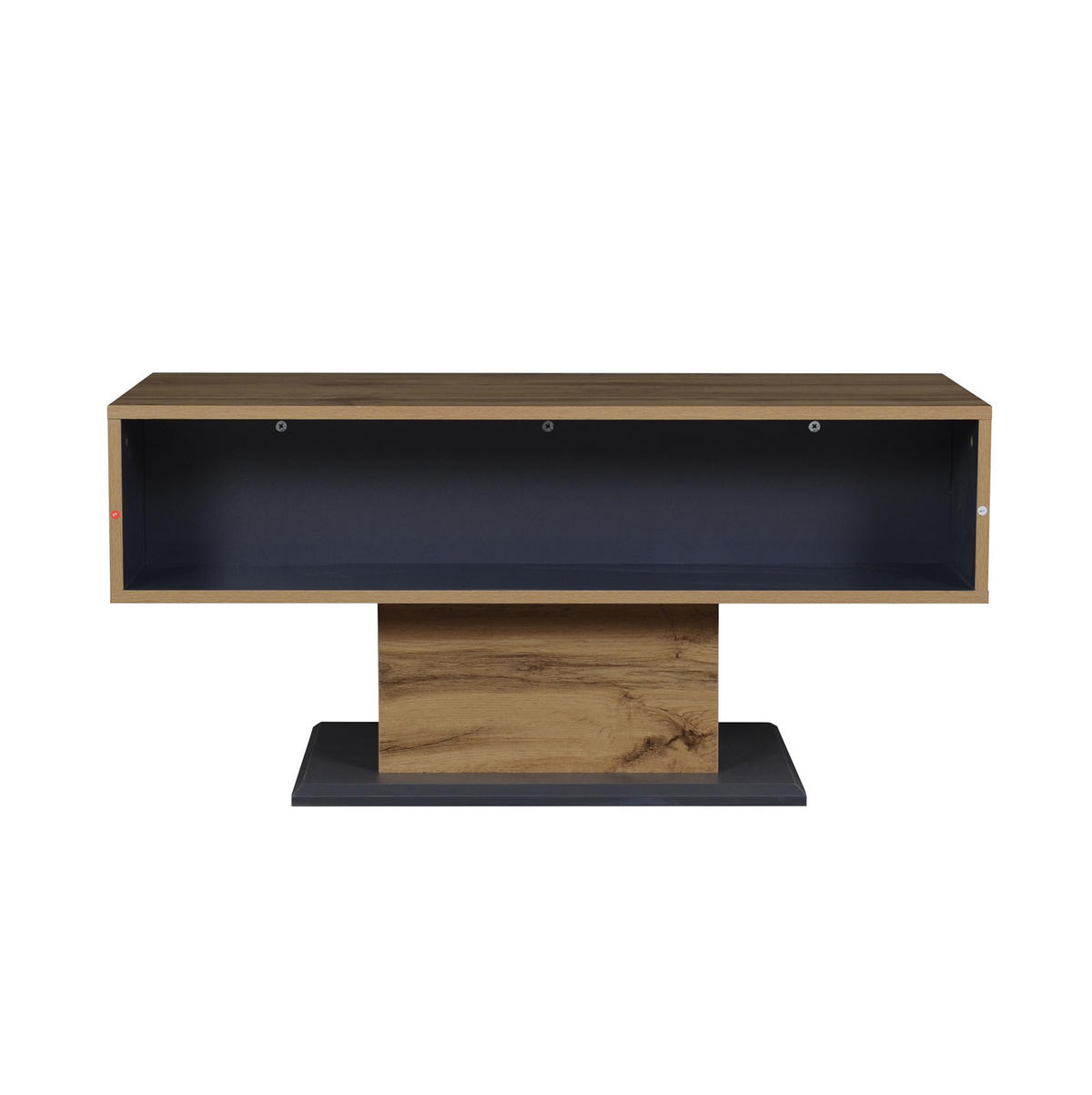 COUCHTISCH 100/50/46.5 cm Grau/Eiche aus Spanplatte mit doppelseitigem Stauraum - Grau, Holzwerkstoff (100/50/46.5cm) - OKMYHOME