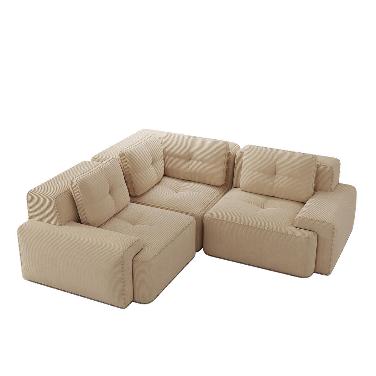 ECKSOFA aus Cord mit modularem Design Beige - Beige, Textil (104/177cm) - Modenvie