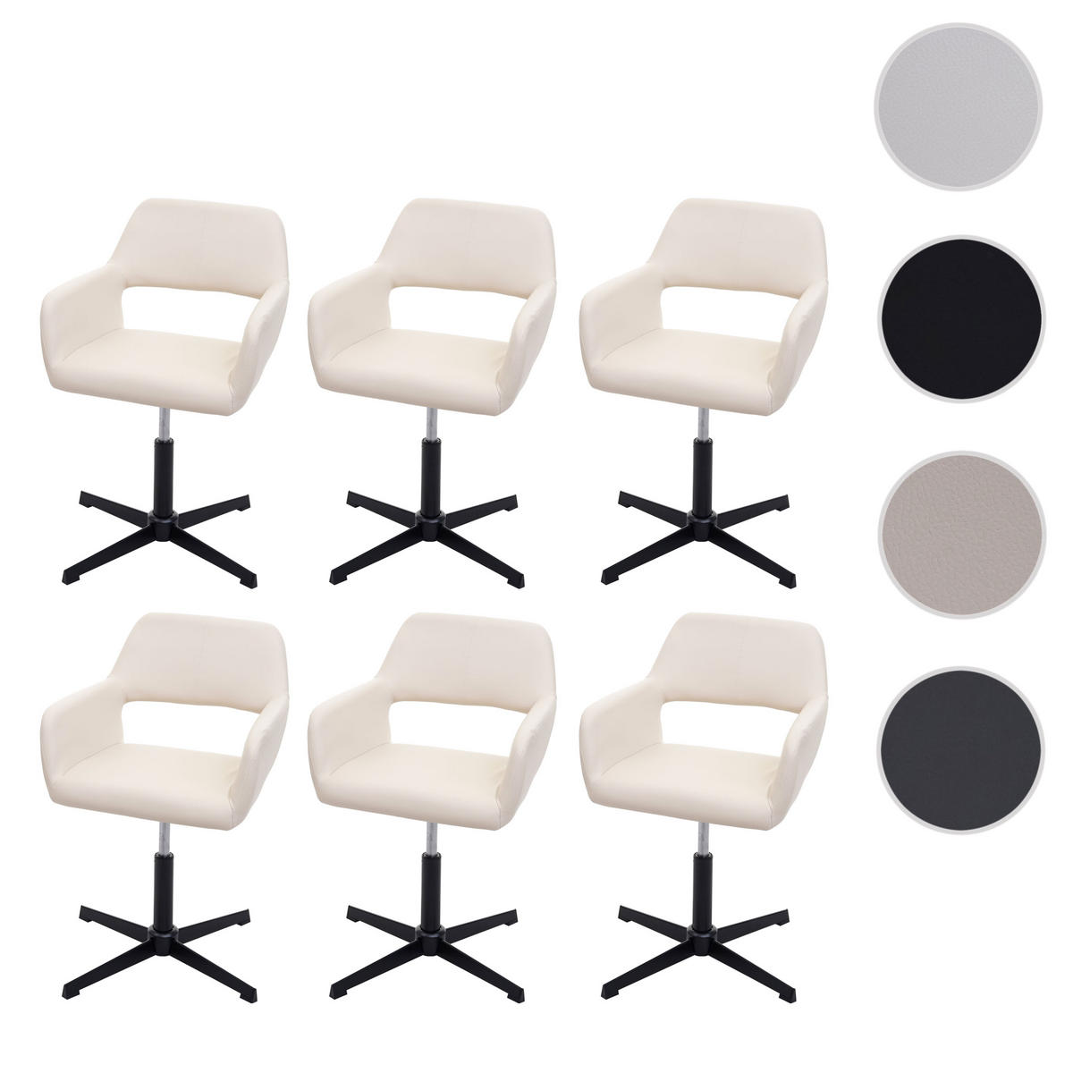 ESSZIMMERSTUHL Cremeweiß 6er-Set - Weiß, Textil (65/89/65cm) - MCW