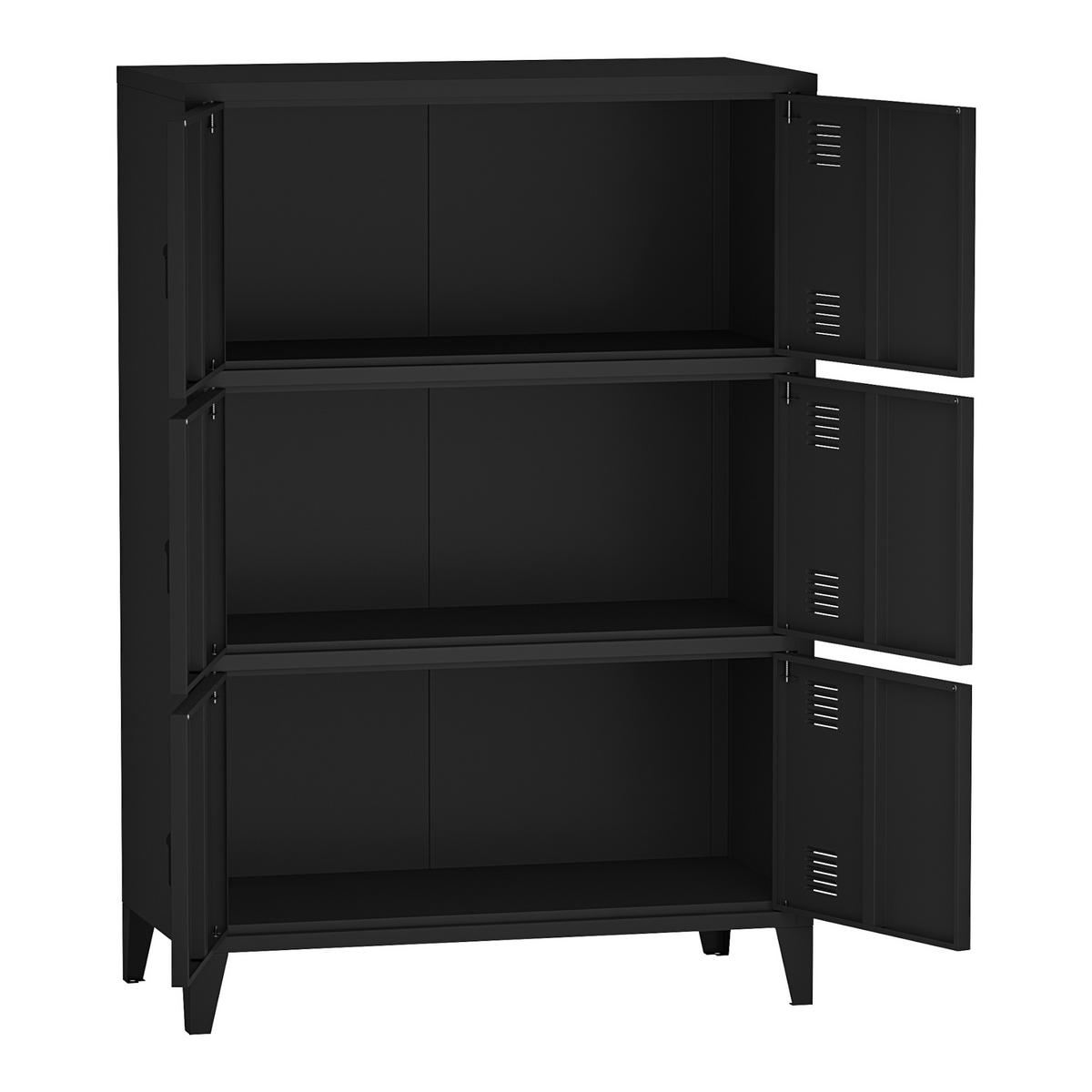 BÜROSCHRANK Hamina - Schwarz, Metall (80/113/40cm) - [en.casa]