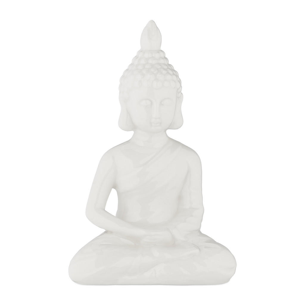 Relaxdays SOŠKA Bílá Buddha keramika 18 cm