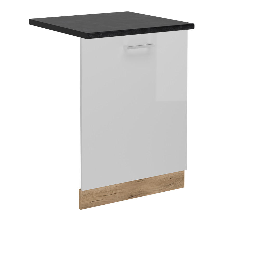 GESCHIRRSPÜLBLENDE R-Line Weiß Hochglanz 60 cm , AP Anthrazit - Honigeiche/Weiß Hochglanz, Holzwerkstoff (60/81.8/1.6cm) - Vicco