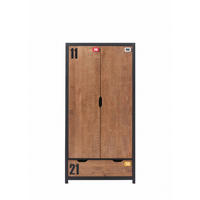 KINDERZIMMERSCHRANK Kameko 100x55x200 MDF+Massivholz Schwarz/Cognac - Cognac/Schwarz, Holzwerkstoff (100/200/55cm) - 58aufmkessel