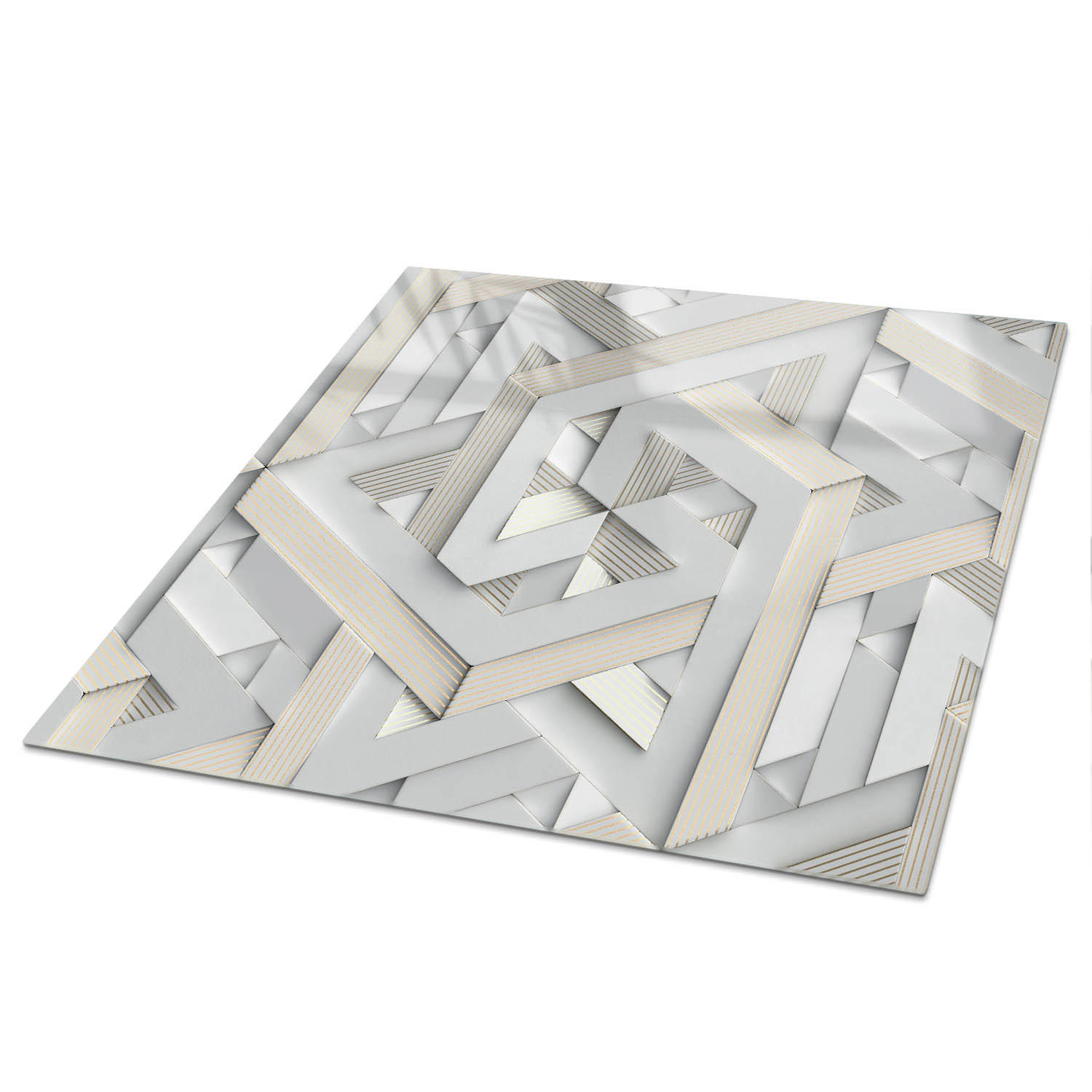 TISCHPLATTE 50x50 cm – Geometrische Illusion - Weiß, Glas (0.4/50/50cm) - Wallfluent