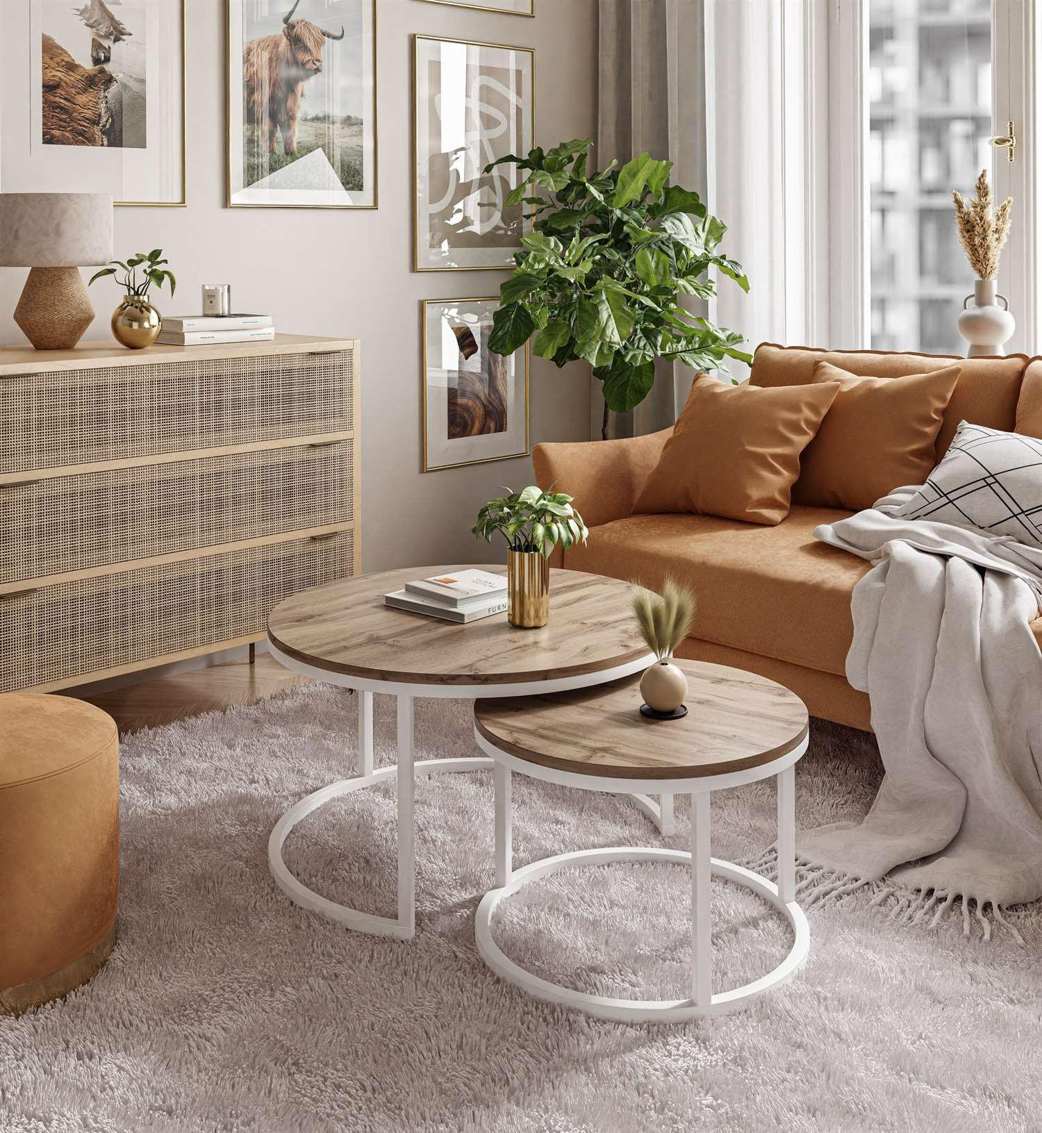 COUCHTISCH CIRI 2-in-1 Eichenholz Wotan - Weiß, Holzwerkstoff (70/70/48cm) - Lookway