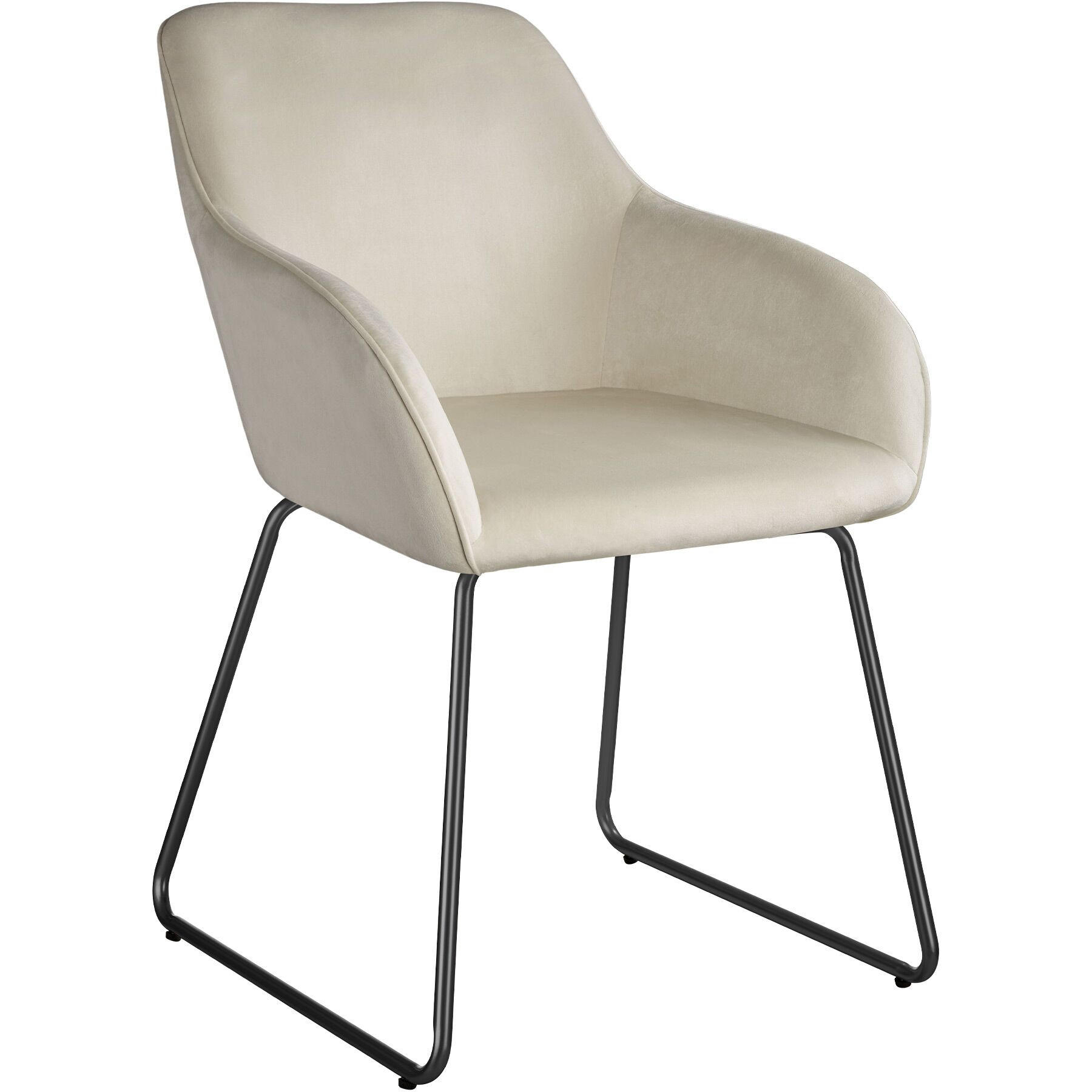 ESSZIMMERSTUHL Jeane,57 x 61 x 85,5 cm, Belastbarkeit 120 kg,Samtoptik creme/schwarz - Schwarz/Samtahornfarben, Kunststoff (57/85.5/61cm) - tectake