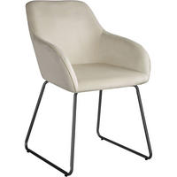 ESSZIMMERSTUHL Jeane,57 x 61 x 85,5 cm, Belastbarkeit 120 kg,Samtoptik creme/schwarz - Schwarz/Samtahornfarben, Kunststoff (57/85.5/61cm) - tectake