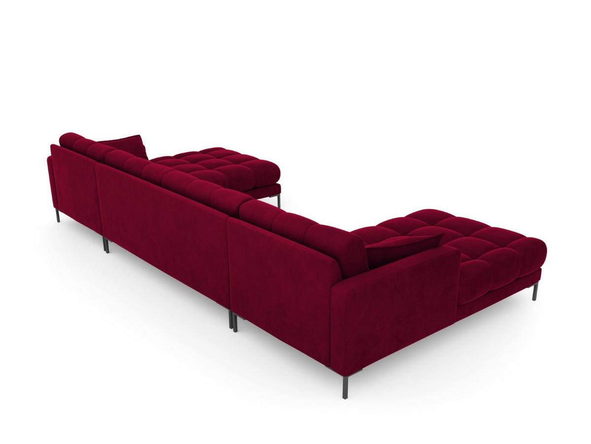 PANORAMASOFA Mamaia aus Samt rot 6 Sitzplätze - Rot, Textil (185/75/383cm) - Micadoni