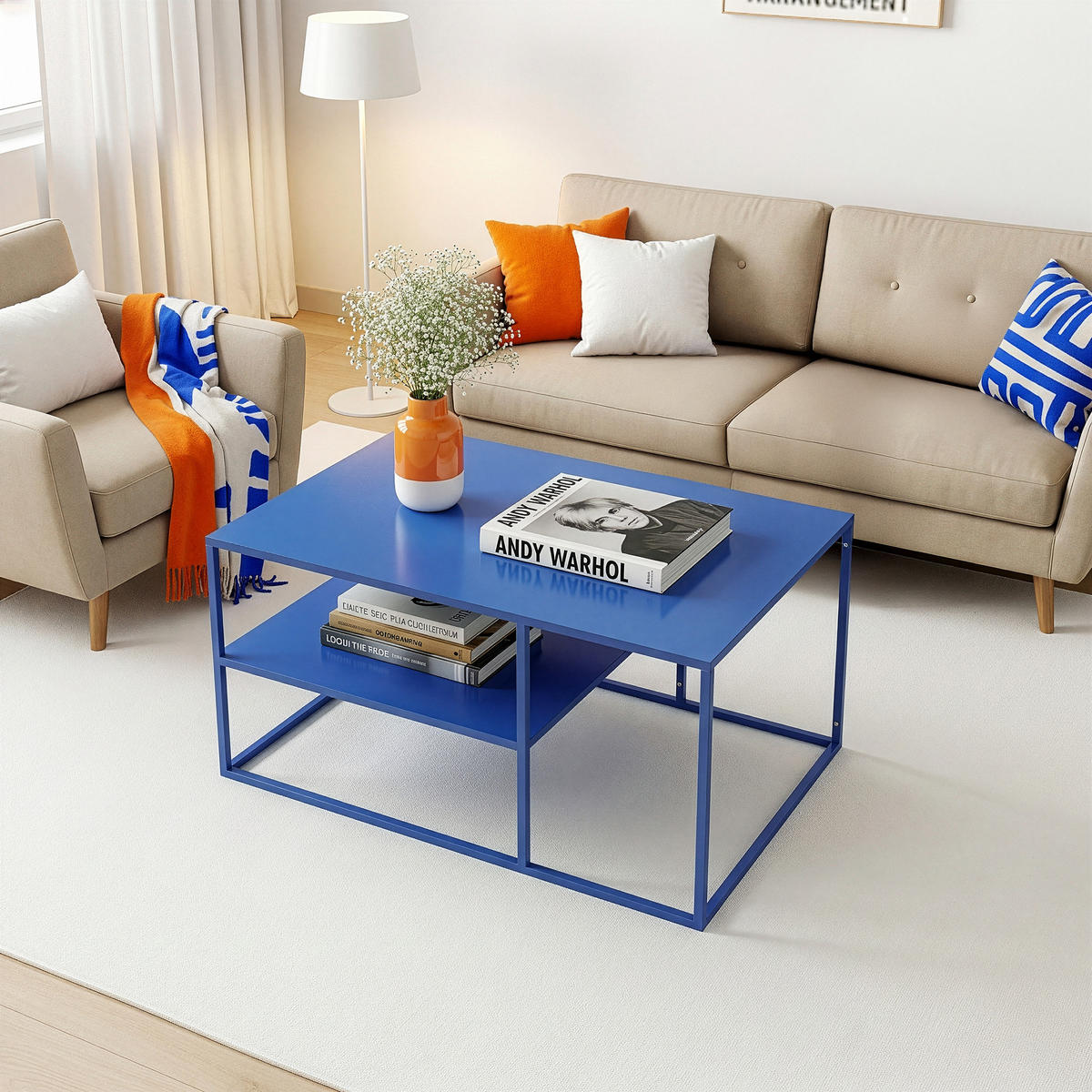 COUCHTISCH Solund 45/90/60 cm - Dunkelblau, Metall (60/90/45cm) - [en.casa]