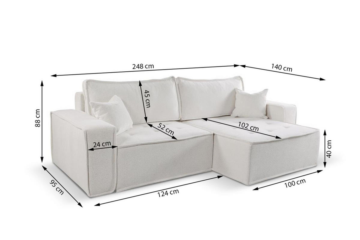 ECKSOFA Schlafsofa Flosi In Raven - Rotbraun, Holzwerkstoff/Textil (248/140cm) - Fun Möbel