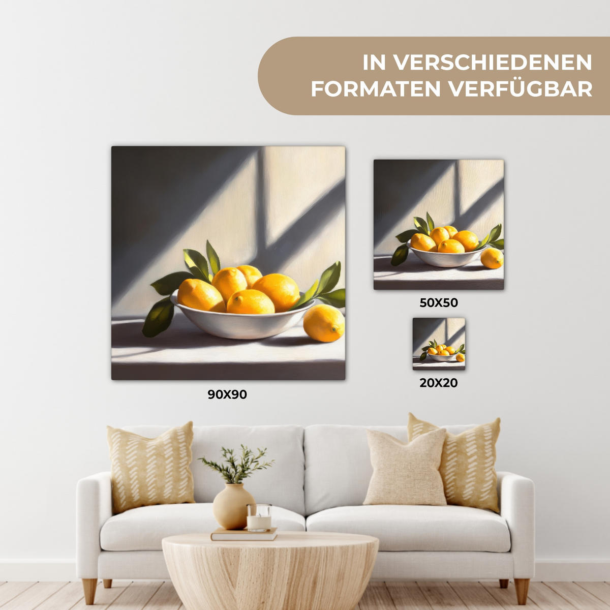 LEINWANDBILD Zitronen - Stilleben - Gelb 50x50 cm - Gelb, Textil (50/50cm) - MuchoWow