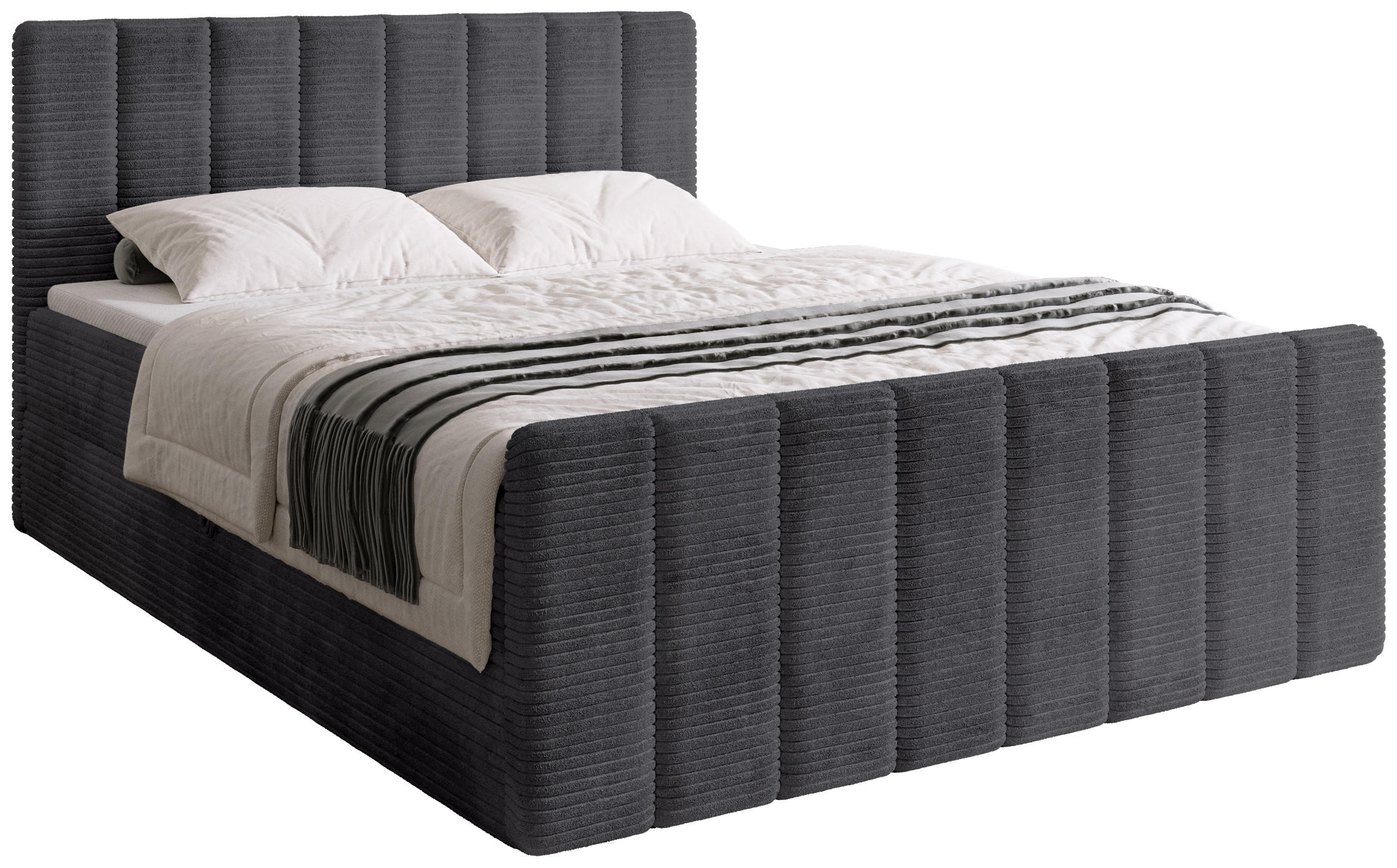 BOXSPRINGBETT Denver DUO mit Topper 160x200 Dunkelgrau - Grau, Textil (160/200cm) - Bromarkt