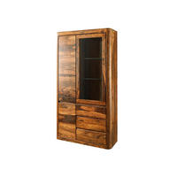 VITRINE Sheesham 109x40x202 walnuss gewachst TORONTO #211 - Walnussfarben, Holzwerkstoff (109/202/40cm) - Massivmoebel24