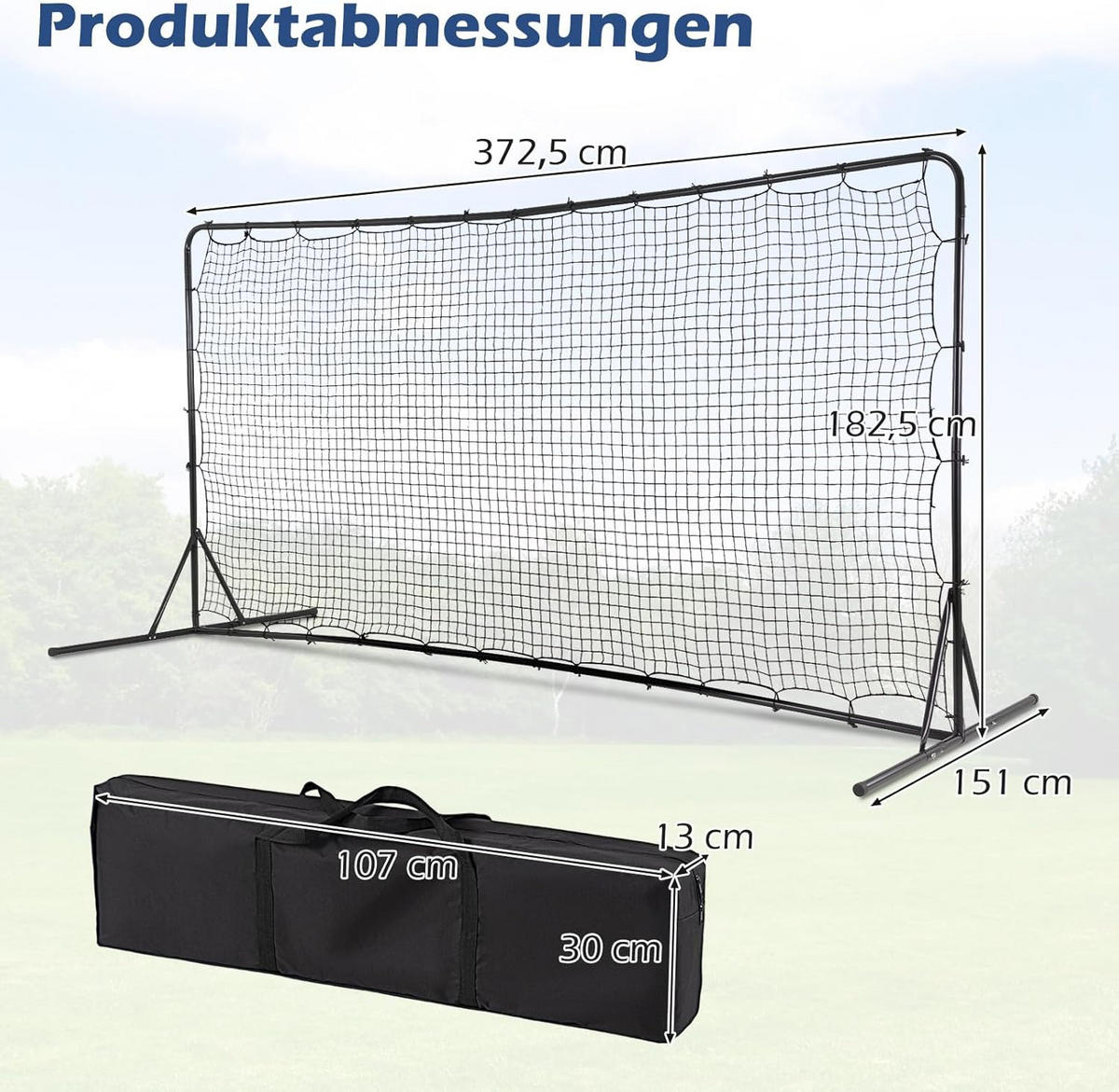 FUBBALLTOR Schwarz - Schwarz, Metall (151/183/373cm) - COSTWAY