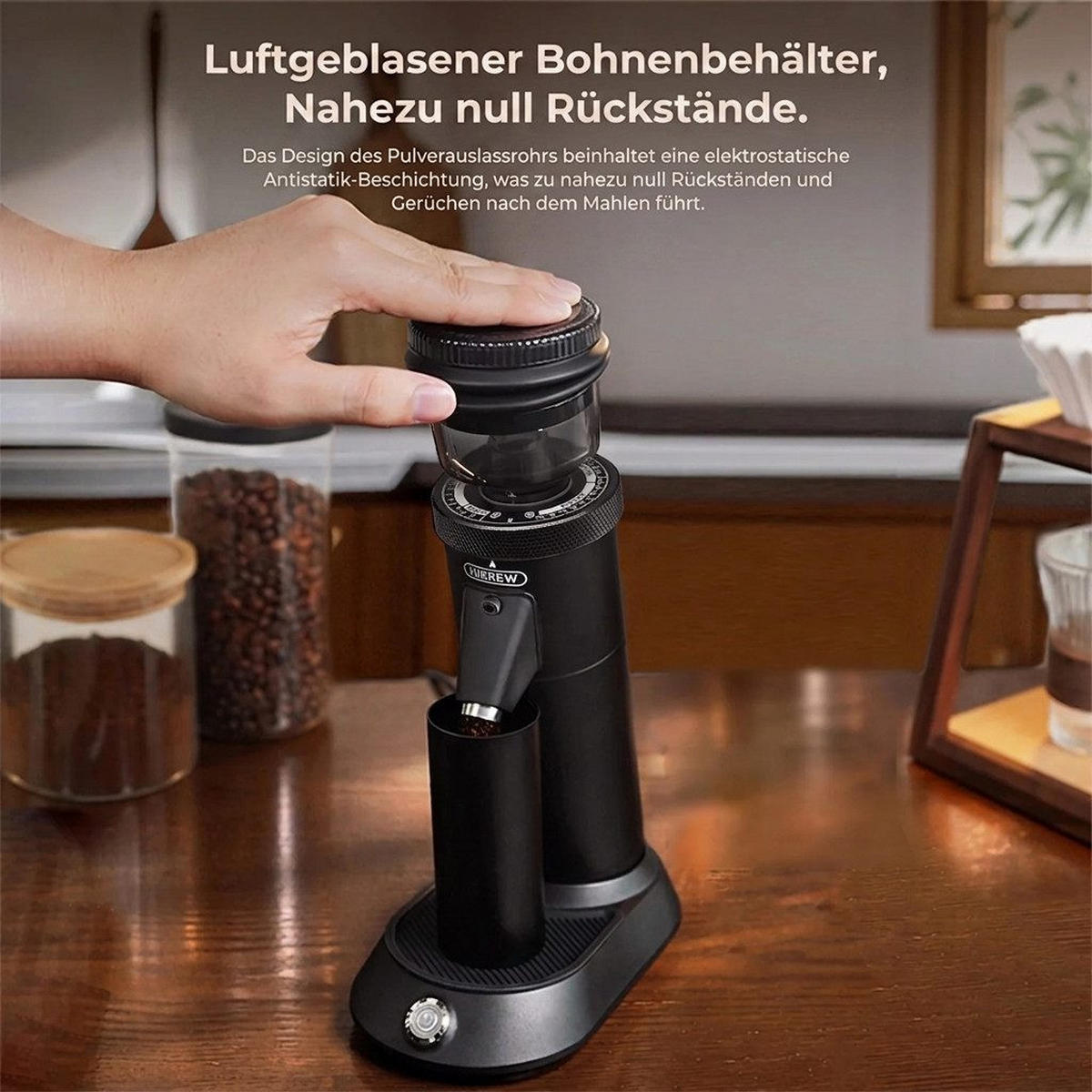 KAFFEEMÜHLE Elektrische Kaffeemühle neigbar 36 Mahlgrade Anti-Statik - Schwarz, Metall (103/310/187cm) - BEXEVUE