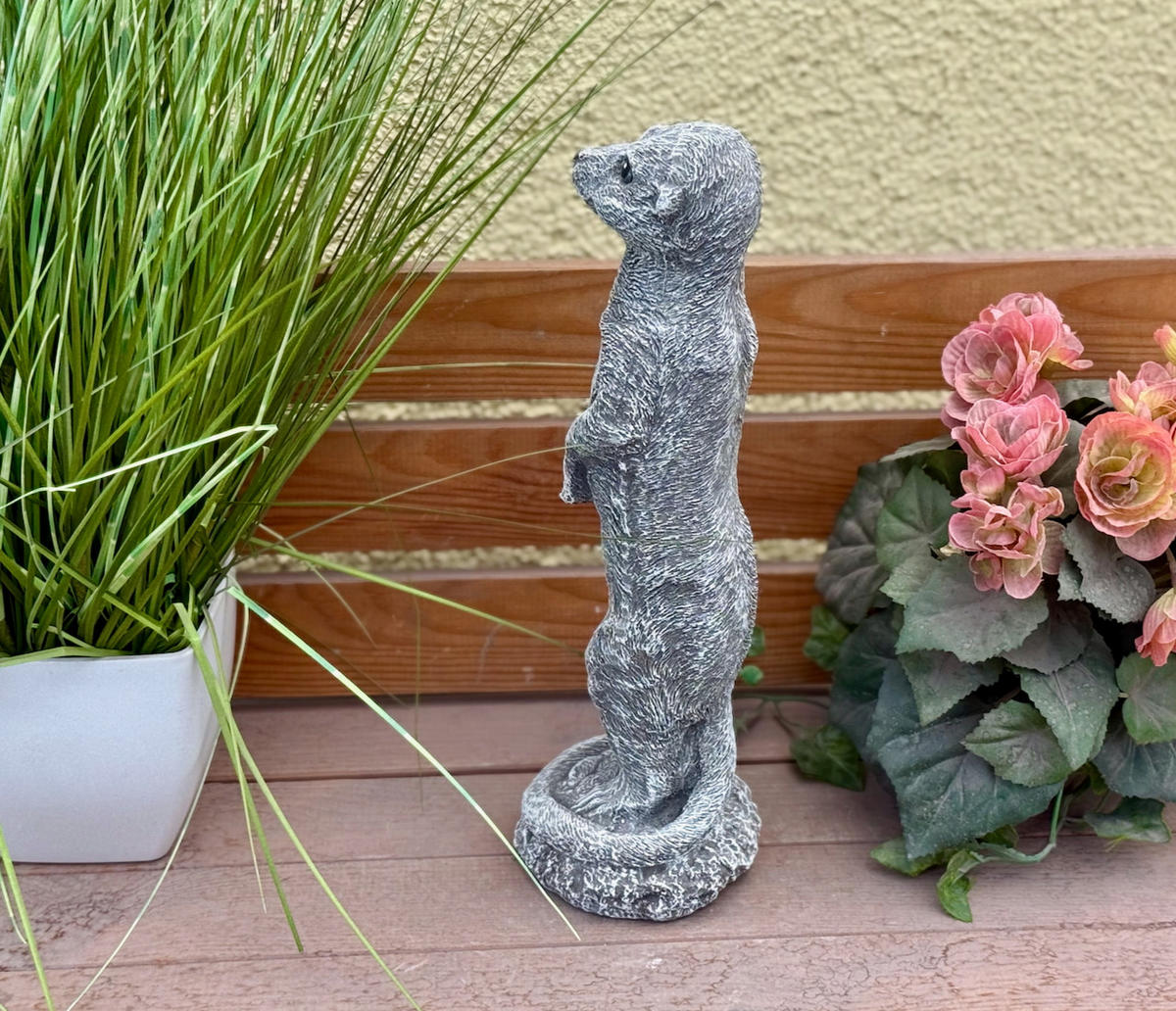 STEINFIGUR Erdmännchen Guido, frostfest, massiv - Grau, Stein (12/35/9cm) - stoneandstyle