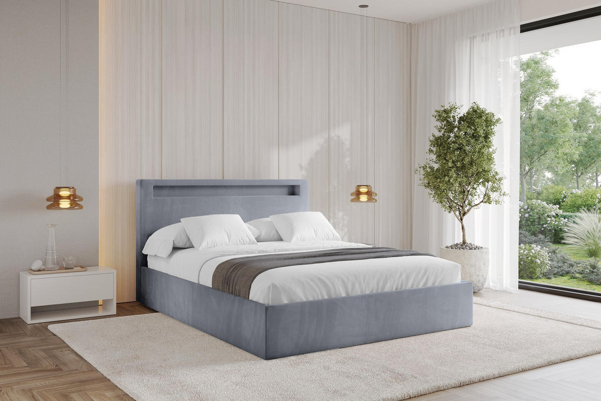 POLSTERBETT mit Bettkasten und Lattenrost, Boxbett ohne Matratze - GOLA 180x200 Grau - Grau, Holzwerkstoff/Textil (180/200cm) - ALTDECOR