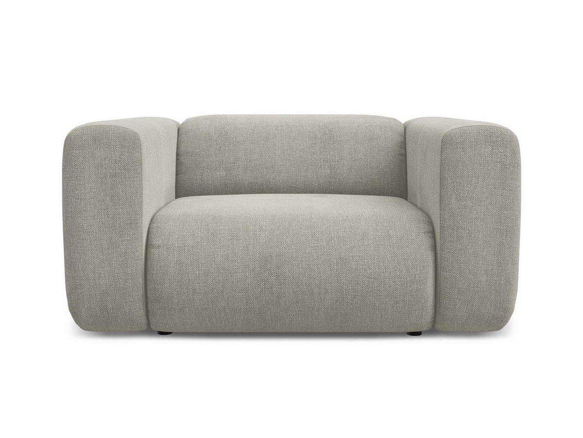 SESSEL Chenille Stoff Beige - Beige/Schwarz, Kunststoff/Textil (137/70/89cm) - Makamii