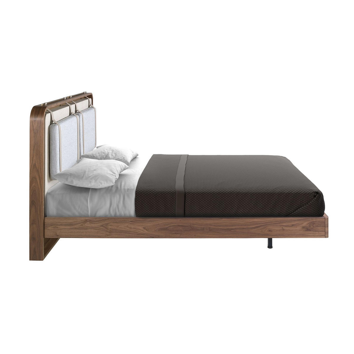 BETT Stoff 170/215/110 cm - Beige/Nussbaumfarben, Holz/Textil (160/200cm) - ANGEL CERDA