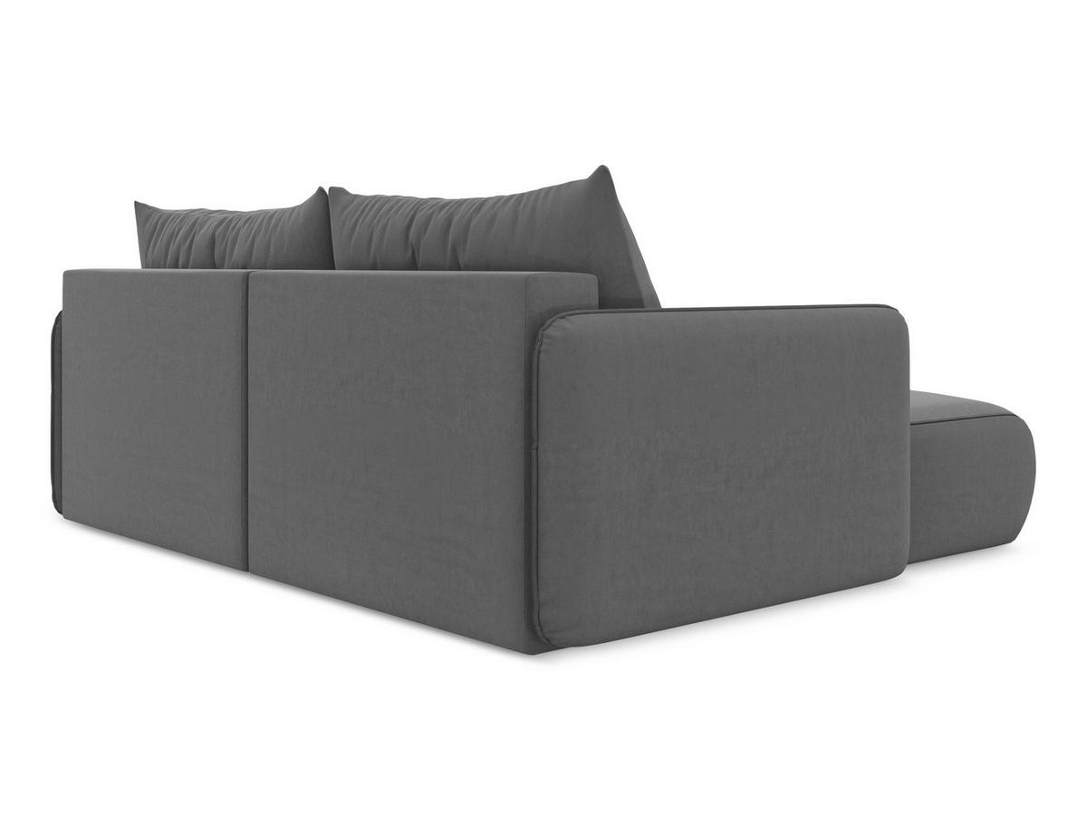 ECKSOFA mit Schlaffunktion Samt Stoff Grau - Schwarz/Grau, Kunststoff/Textil (148/207cm) - Makamii