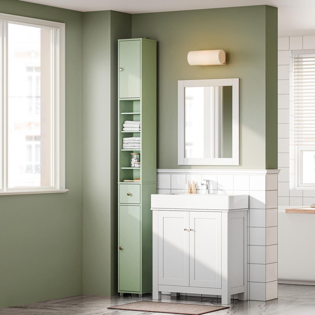 HOCHSCHRANK schmal Hellgrün - Hellgrün, Holzwerkstoff (20/180/20cm) - SoBuy