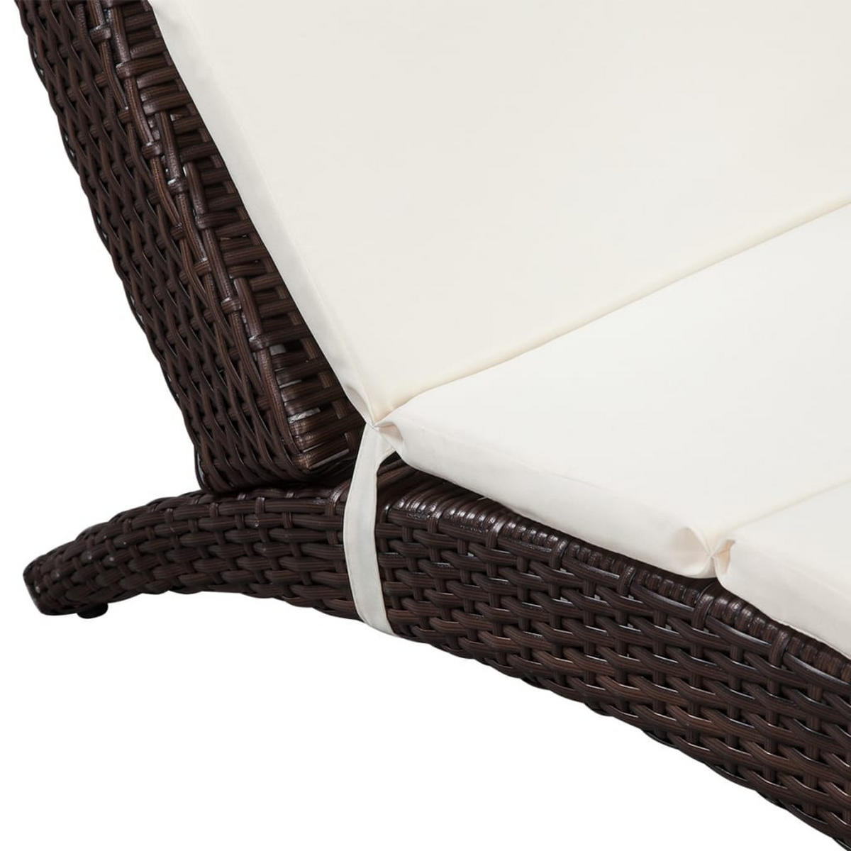 KLAPPBARE Sonnenliege mit Auflage Poly Rattan Braun - Braun, Holz (64/86/162cm) - furnicato