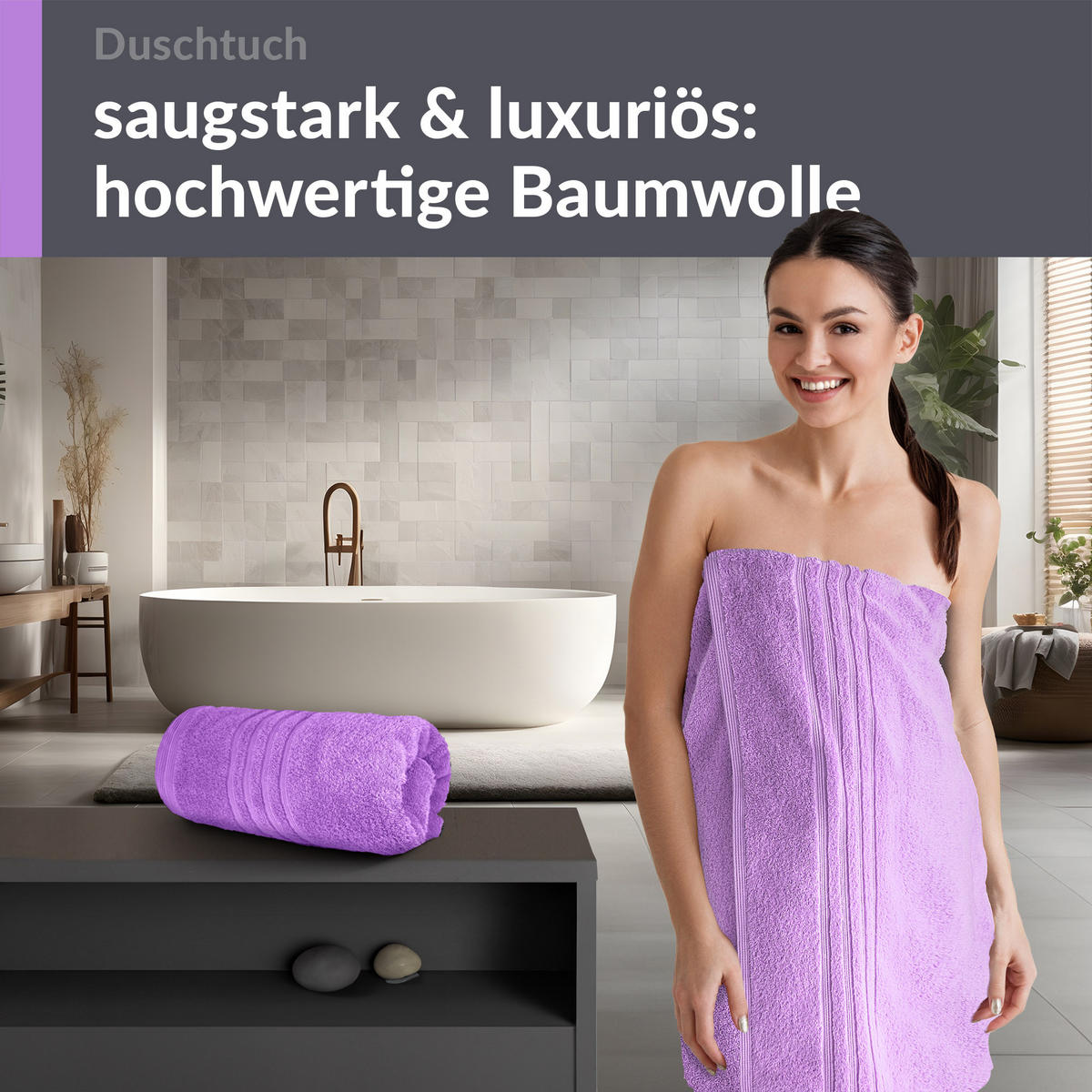 DUSCHTUCH London Flieder Lila 2er Set 70x140 - Flieder, Textil (70/140cm) - Lashuma