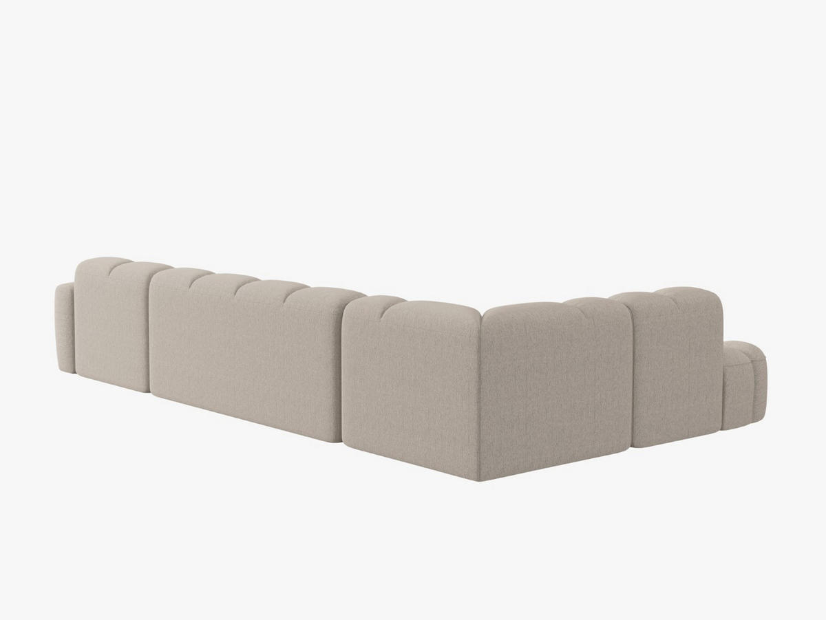 PANORAMASOFA links Lisa aus strukturiertem Stoff sand 7 Sitzplätze - Sandfarben, Textil (234/77/387cm) - Micadoni