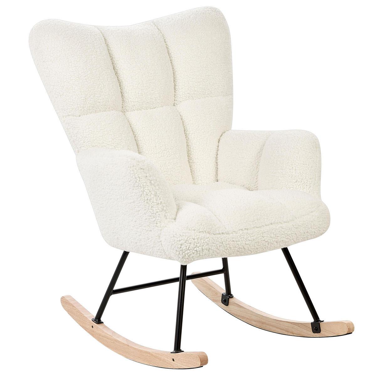 SCHAUKELSESSEL Bouclé Weiß Oulu - Weiß, Textil/Metall (71/104/83cm) - Beliani