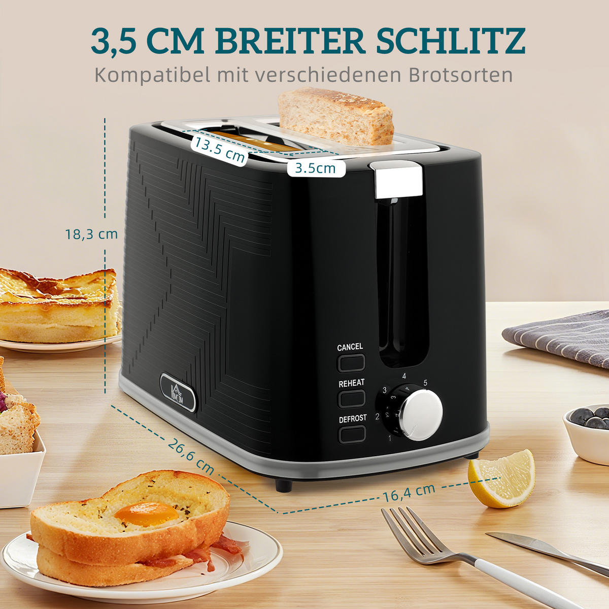 WASSERKOCHER-TOASTER-SET 2er Set Stahl Kunststoff Schwarz - Schwarz, Metall (16.7/23.2/22.2cm) - HOMCOM