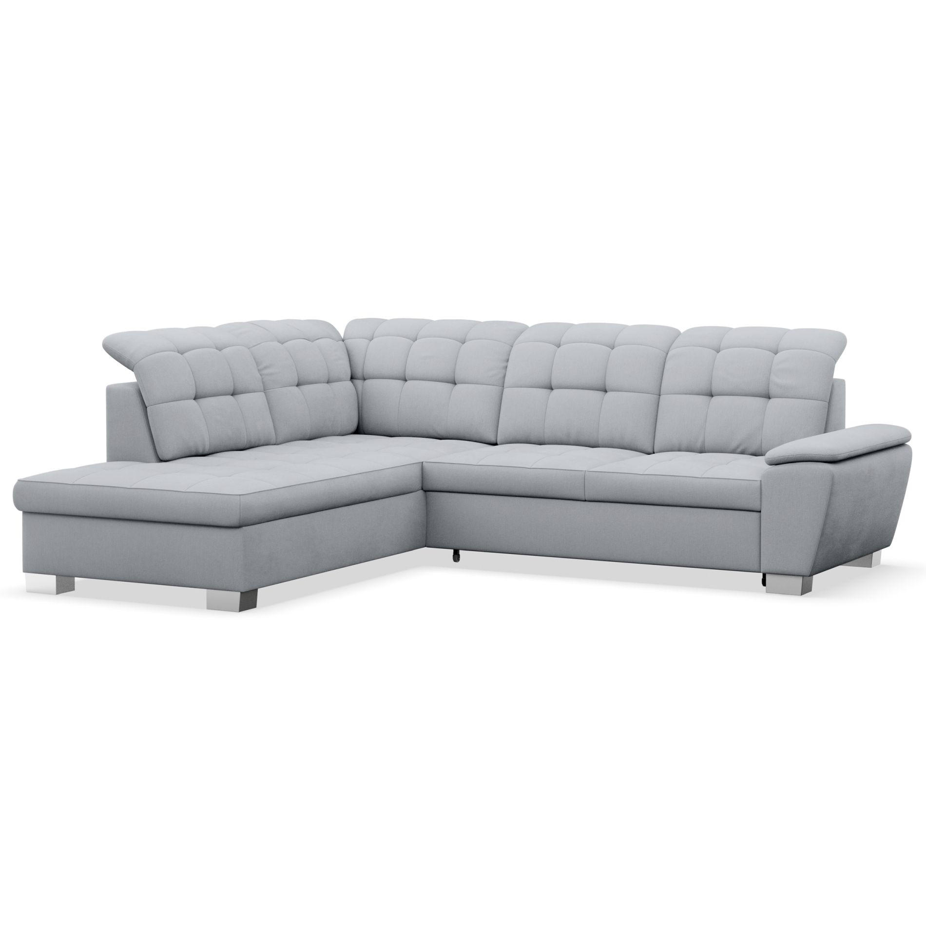ECKSOFA Jamaal Hellgrau linksseitig - Hellgrau/Schwarz, Textil (258/212cm) - Selsey