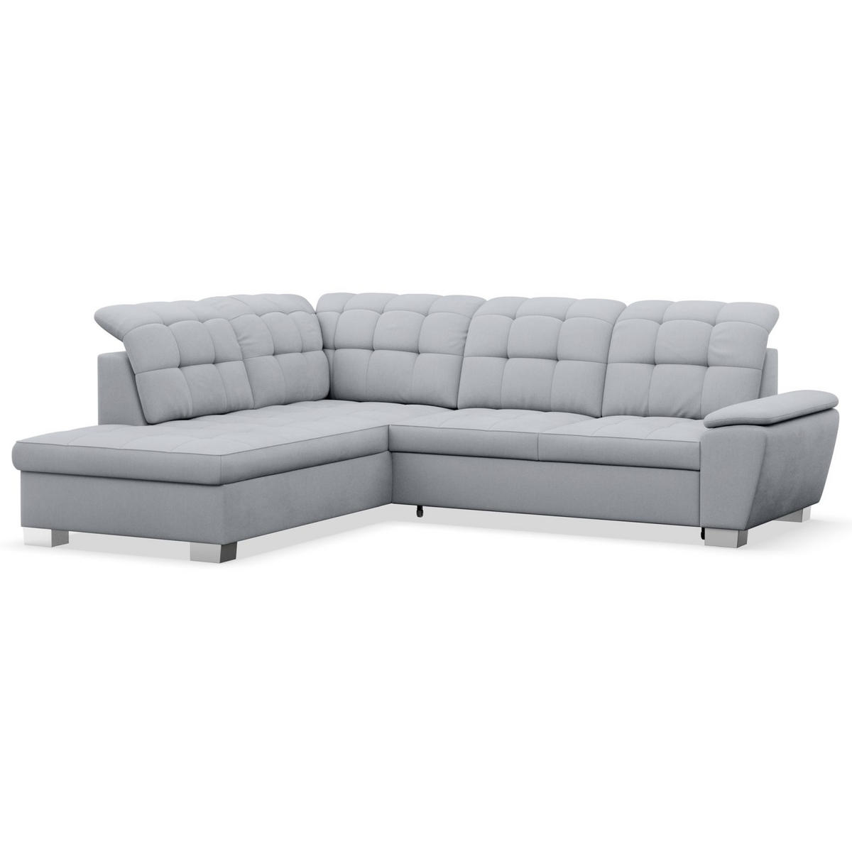 ECKSOFA Jamaal Hellgrau linksseitig - Hellgrau/Schwarz, Textil (258/212cm) - Selsey