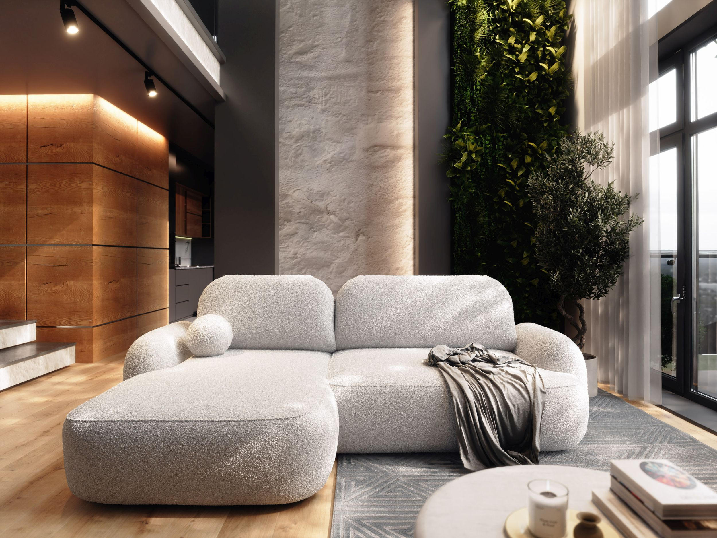 ECKSOFA MOLLY L Rechts QUELLE 01 mit Schlaffunktion - Beige, Textil (275/175cm) - Bedante