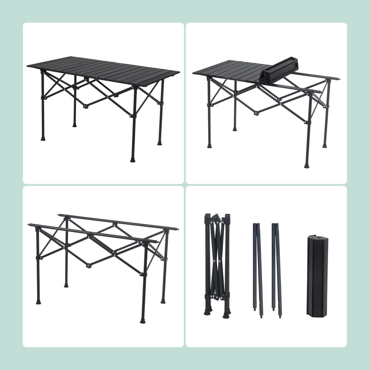 CAMPINGTISCH - Schwarz, Metall (53/95/55cm) - Relaxdays