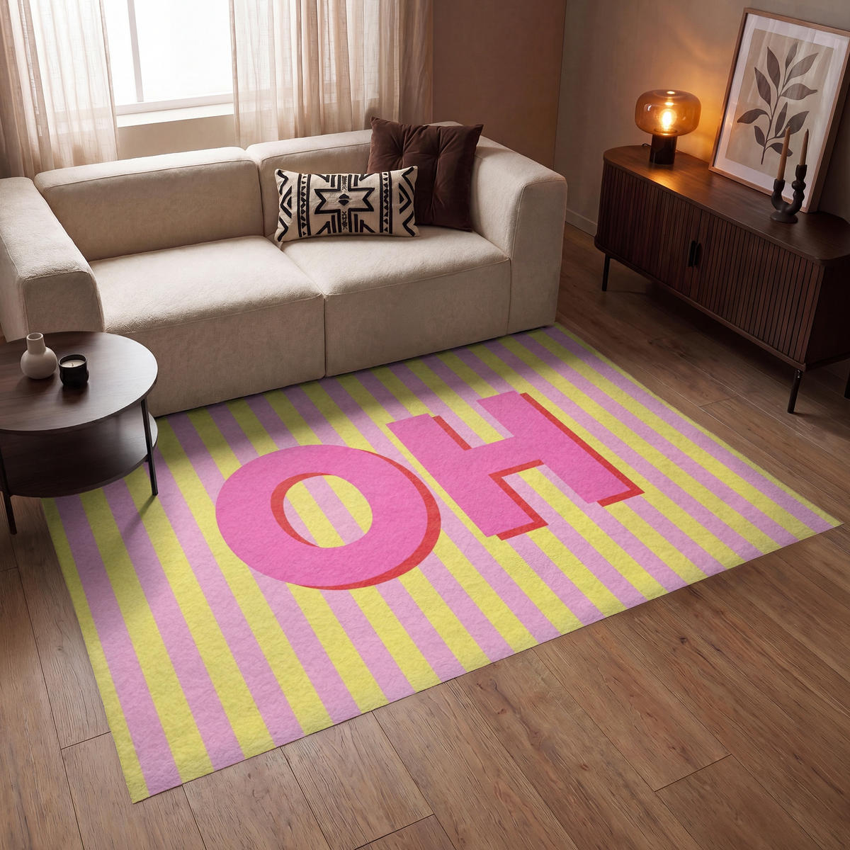 TEPPICH - Text - Streifen - Rosa - 200x140 cm - Pink, Kunststoff/Textil (200/0.4cm) - OnlyWow