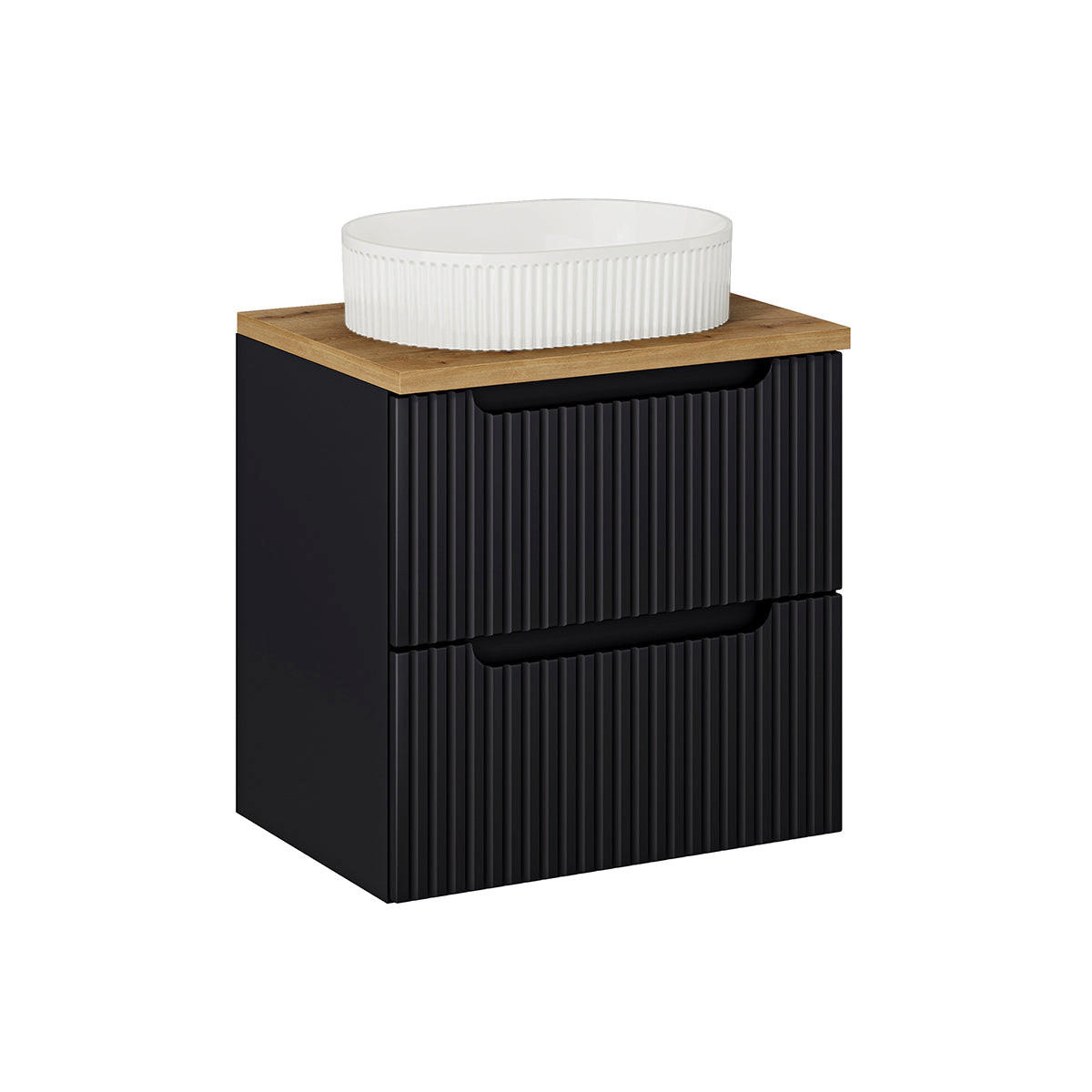 WASCHTISCH 60.4cm Riva Schwarz und Holz - Schwarz, Holzwerkstoff (60.4/59/40cm) - Petits-meubles