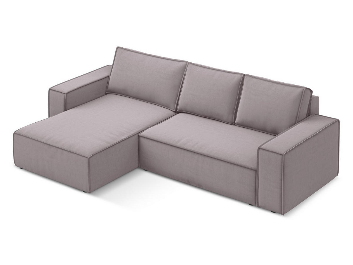 ECKSOFA mit Schlaffunktion Samt Stoff Grau - Schwarz/Grau, Kunststoff/Textil (258/160cm) - Makamii