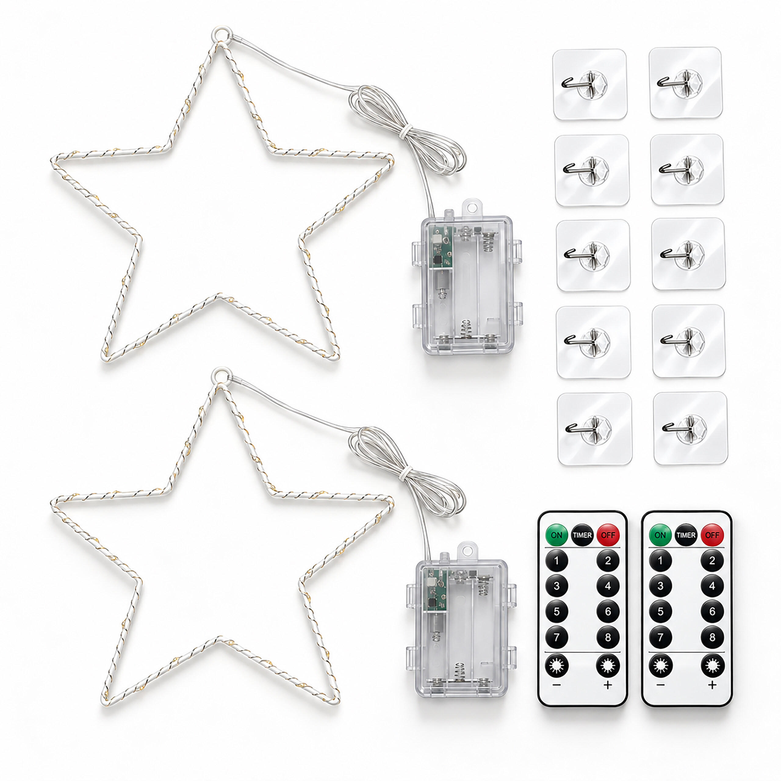ZVEZDA Bela LED 2-delni-set 30 cm toplo bela - bela, kovina/umetna masa (29/30/2cm) - Relaxdays