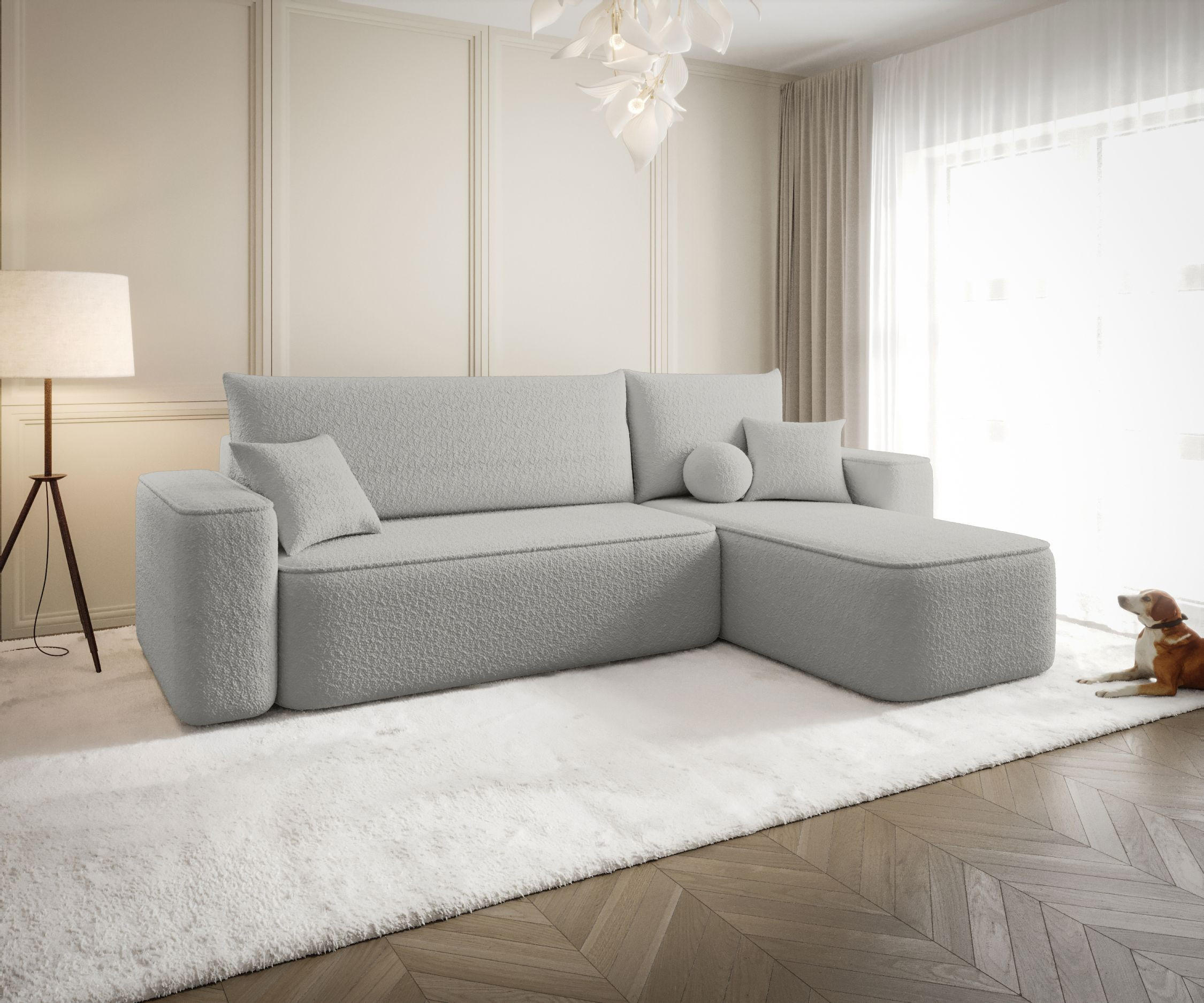 ECKSOFA mit Schlaffunktion SENNO Quelle 83 Rechts - Grau, Textil (250/150cm) - Bedante
