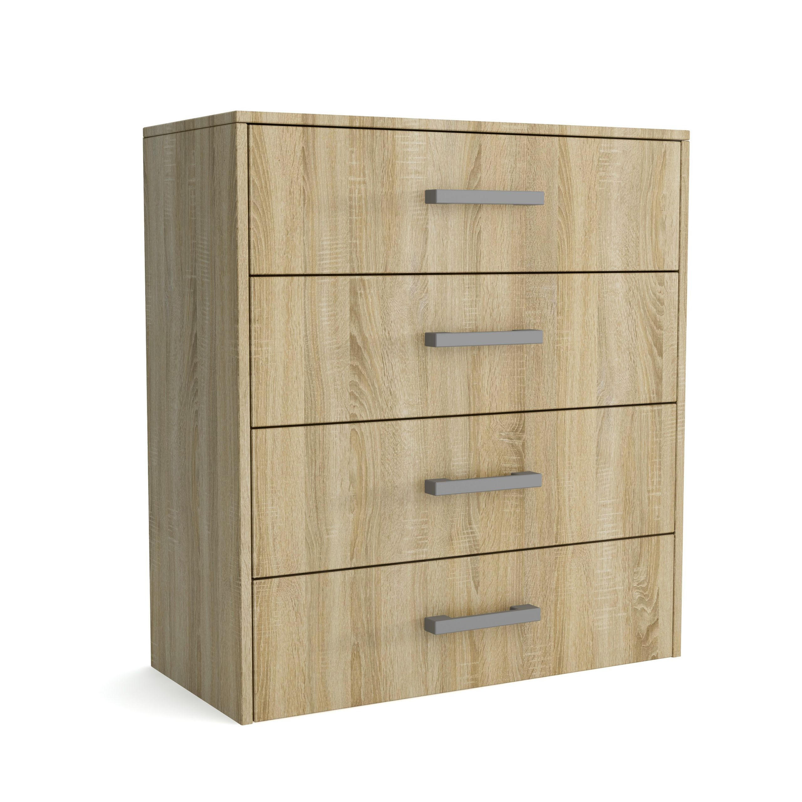 KOMMODE SCALINI 75/82/33 cm mit 4 Schubladen Sonoma Eiche - Sonoma Eiche, Holzwerkstoff (75/82/33cm) - MASSENO