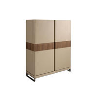 HIGHBOARD aus Leder, Nussbaum und poliertem Stahl 120/50/150 cm - Silberfarben/Walnussfarben, Leder/Holz (120/150/50cm) - ANGEL CERDA