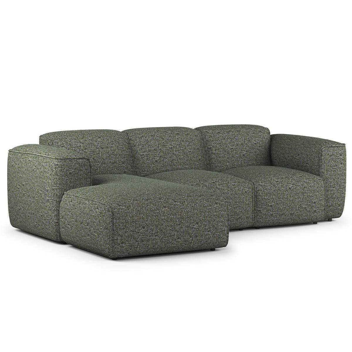 3-SITZER ECKSOFA mit Longchair - Schwarz/Grün, Kunststoff/Textil (251/173cm) - home24