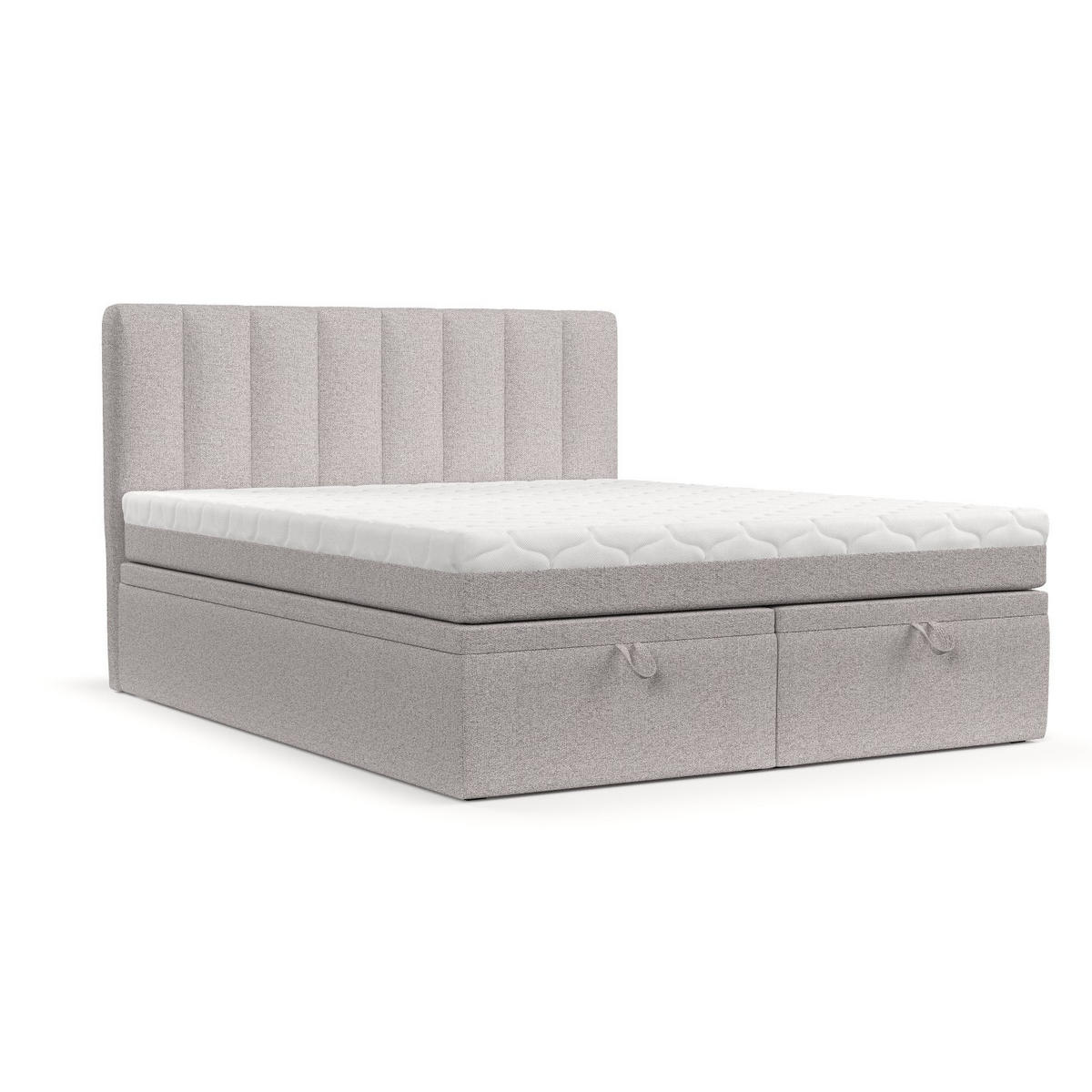 BOXBETT Lume 180/200 cm Beige im Riva Stoff - Beige/Schwarz, Holz/Holzwerkstoff (180/200cm) - AltaBeds