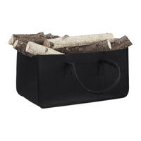 KAMINHOLZTASCHE - Schwarz, Textil (25/25/50cm) - Relaxdays